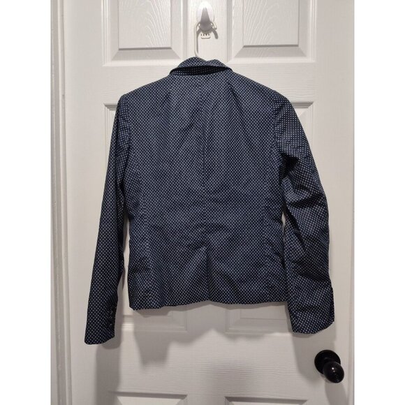 J. Crew Schoolboy Blazer Women's Size 4 Indigo Polka Dot Button-Down Notch Lined - Picture 11 of 12